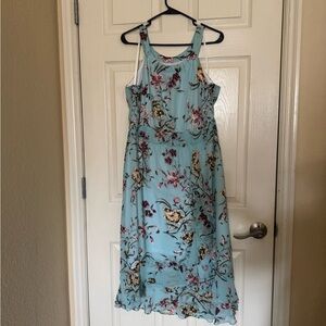 Floral Sleeveless Dress - Blue